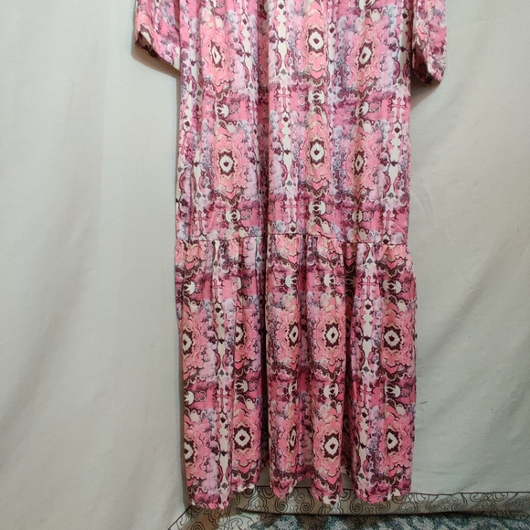 OC ORDER PLUS NWT Bohemian Geometric Kaftan Long Sleeve Collared Maxi Dress 3XL - Picture 5 of 15